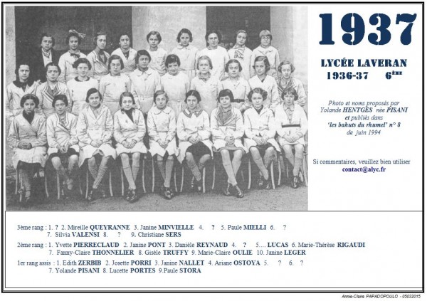 Une-L-1937-6e-Bahuts-8-Yolande HENTGES née PISANI