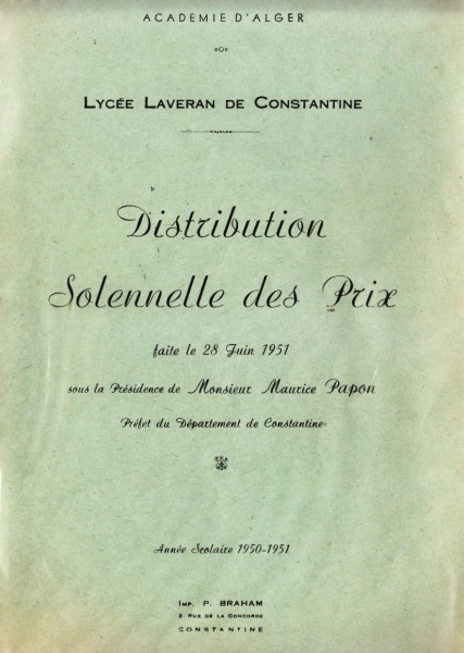 Une-Laveran-Palmarès-1951-MmeGUEDJ