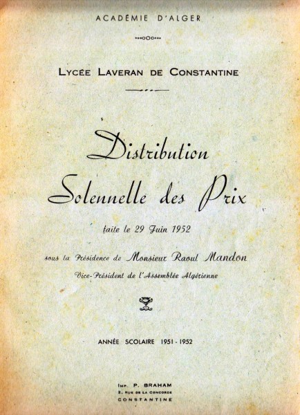 Une-Laveran-Palmarès-1952-MmeGUEDJ